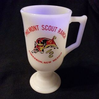 Vintage Boy Scouts Philmont Scout Ranch Milk Glass Mug Awesome