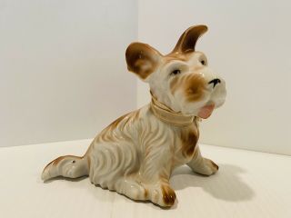Vintage Scottish Terrier Scottie Dog Figurine Porcelain Japan Measures 4.  25”