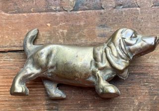 Vintage Brass Basset Hound Dog Puppy Paperweight,  Desk Decor,  Figurine