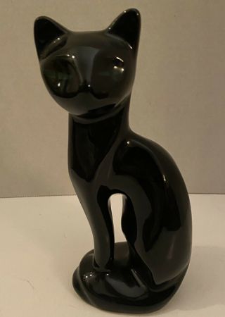 Black Cat Statue Porcelain Vintage Cat Figure 8”