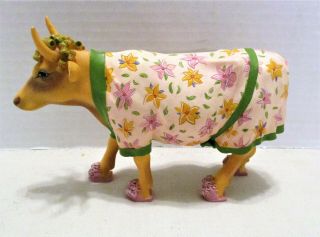 Retired 2000 Cow Parade Figurine Early Show 9129 Housecoat,  Curlers & Slippers