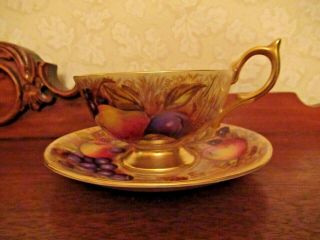 Vintage Aynsley Golden Fruit Footed Cup / Saucer D.  Jones N.  Brunt