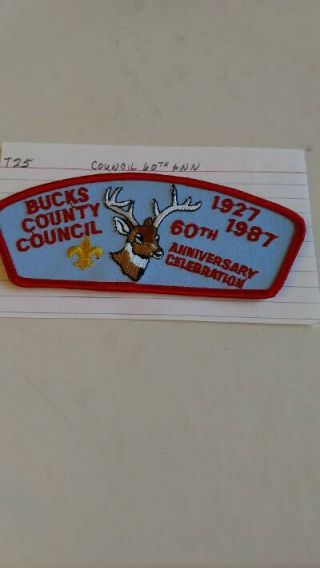 Bucks County Council Csp,  60th Anniversary 1927 - 1987,  Red Border,  Yel Fdl