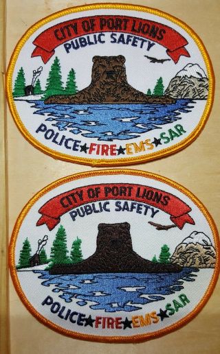 Patch Ak Alaska City Of Port Lions Public Safety Police Fire Ems Sar Set/2 Dif