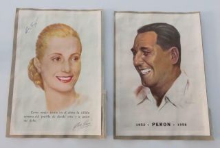 Eva & Juan Peron Color Portraits - One Autographed