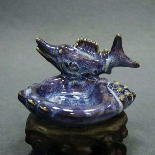 Chinese Blue Porcelain Handmade Exquisite Fish Brush Wash 10240