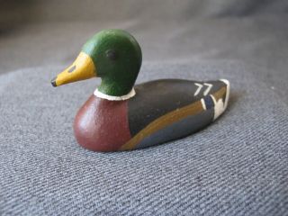 Vintage Hand Painted Cast Iron Mallard Duck Decoy Miniature Figurine 1