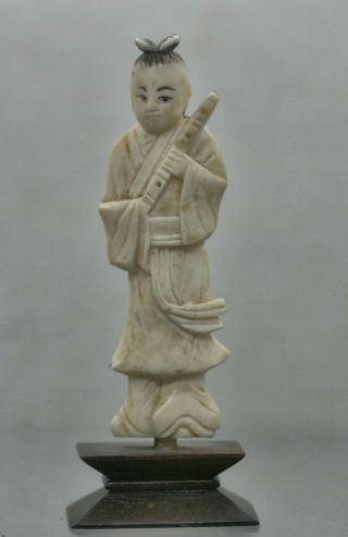 Fantastic Antique Chinese Hand Carved Taoist Figure Made Of Buffalo Bone C1930s