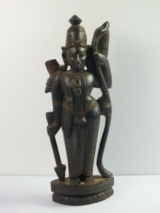 Vintage Antique Indian Carved Wooden Hindu God Deity Figure Statue