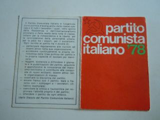 1978 Italy Communist Party - Membership Card Of The Part.  Comuista Italiano P.  C.  I.