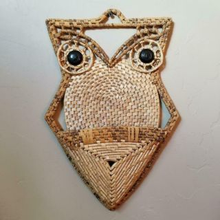 Wicker/rattan Owl Wall Hanging/mail Holder