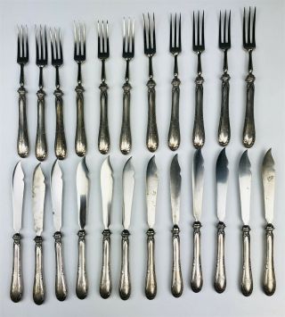 Vintage 23 Piece German 800 Silver Fork Knife Fish Service Cutlery Set Nr Sms