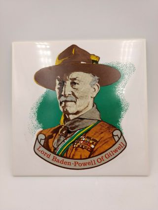 Boy Scout Founder " Lord Baden - Powell Of Gilwell " Decorative Tile / Trivet