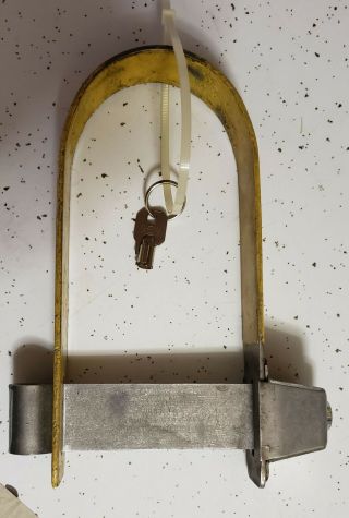Vintage Kryptonite K3 Bike Lock - Circa 1974 - Yellow Vinyl Sheath - Key