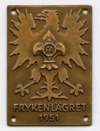 Sweden Fa Salvation Army Scout Fryken Camp 1951 Badge Pin Grade