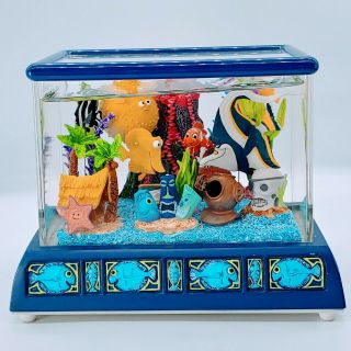 Disney Finding Nemo Aquarium Fish Tank Snow Globe Rare Music Box " Tiny Bubbles ".