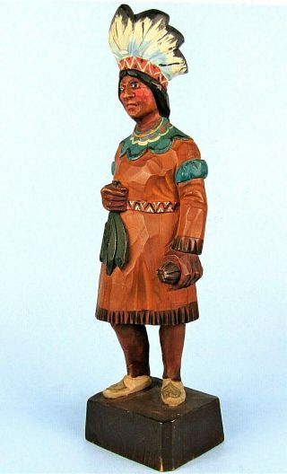 Vintage Hand Carved Wood Cigar Store Indian Statue " The Squaw " Signed Hannah Vt