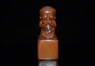 Chinese Shoushan Stone Hand - Carved Buddha Statue Seal 30244