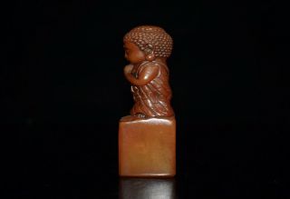Chinese Shoushan Stone Hand - carved Buddha Statue Seal 30244 3