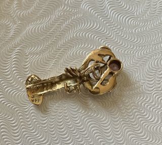 Vintage Lobster Charm / Pendant Solid 14k Gold Pink Stone 2