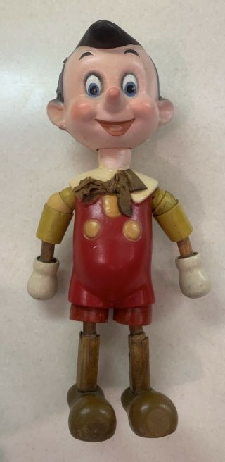 Disney Pinocchio 11 " Jointed Composition Wood Doll Figure By Ideal Novelty Co