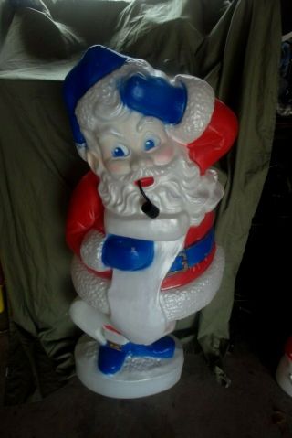 44” Santa Claus W/pipe Vintage Light Up Blow Mold Union Product Red,  Blue,  White