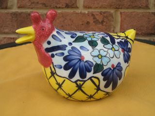 Cbk Ltd 1999 Ceramic Rooster Chicken Figurine Multi Color Flowers