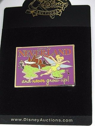 Rare Le 100 Disney Pin✿tinker Bell Tink Postcard Neverland Never Grow Up
