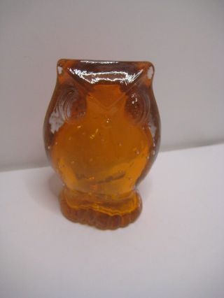 Vintage Amber Glass Great Horned Owl Figurine Handmade Paperweight