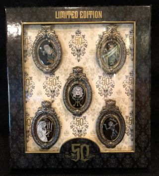 Disneyland Haunted Mansion 50th Event Boxed Set Of 5 Plaque Pins Le 750
