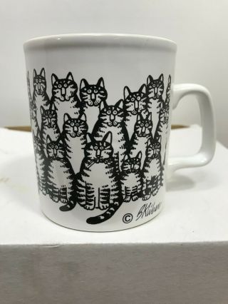 Vintage B Kliban Multitude Of Cats Coffee Mug Cup 8oz Kiln Craft Made In England