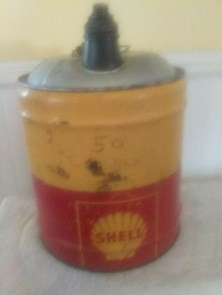 Vintage Shell Oil Can Old Service Station Petroliana Motor Lube 5 Gallon Can
