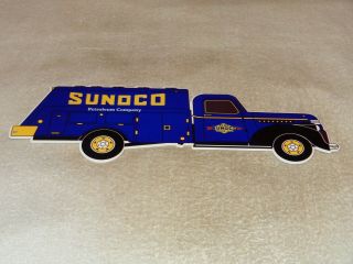 Vintage Sunoco Truck 16 " Metal Sun Oil Company Service Station Gasoline Oil Sign
