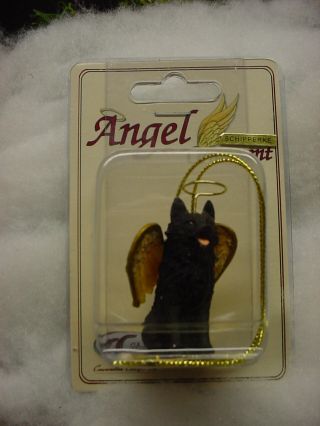 Schipperke Dog Angel Ornament Resin Hand Painted Figurine Christmas Collectible