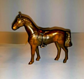 Vintage Cast Pot Metal Horse With Saddle Stirrups Figurine 4 "
