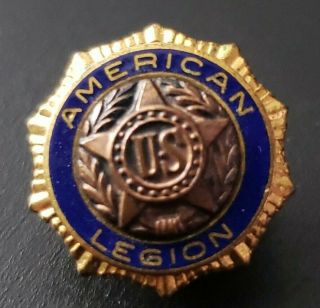 Vintage American Legion Us Hat Lapel Pin Stamped Pat De.  54296 Screw Back Tie Tac