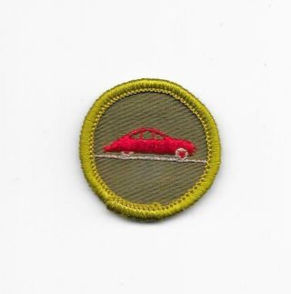 Automobiling 1961 - 1968 Type F Khaki Rolled Edge Merit Badge Boy Scouts Bsa