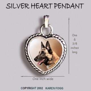 Belgian Malinois Dog - Ornate Heart Pendant Tibetan Silver