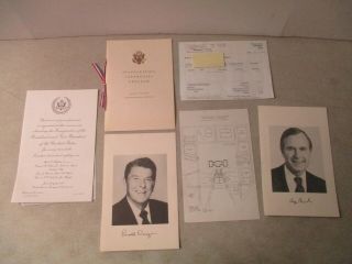 President Ronald Reagan 1981 Inaugural Congressional Invitation Set With Stand