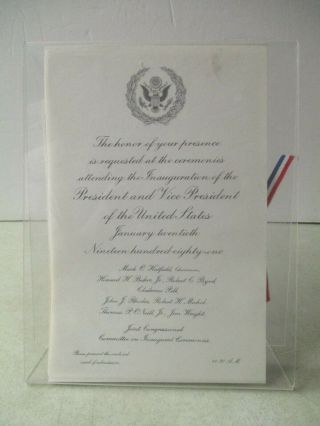 PRESIDENT RONALD REAGAN 1981 INAUGURAL CONGRESSIONAL INVITATION SET WITH STAND 2