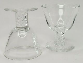 Steuben Crystal Air Twist Cocktail/liqueur Goblets/glasses Signed 3.  75 " Vintage