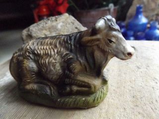 Sweet Rustic Vintage Clay Pottery Cow Figure Italy Mark Nativity ?