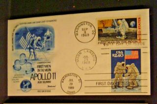 Apollo 11 1st Man Landing On Moon With " 3 " Postmarks Fleetwood 1st Day Cover