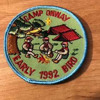 Camp Onway Bsa Scout Camp Early Bird Patch 1992 Yankee Clipper Council -