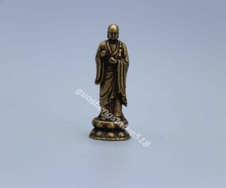 5 Cm Tibet Pure Bronze Jizo Ksitigarbha Bodhisattva Tang Monk Buddha Sculpture