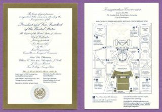 2005 George W Bush & Dick Cheney Inauguration Ceremony Gold Mall Invitation Card