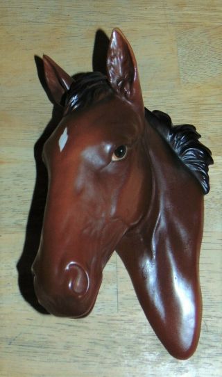 Vintage Norcrest Ceramic Horse Head Wall Hanging P - 637 Brown White Blaze
