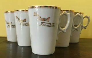 Set Of 6 Vintage The Rexall Fountain Drug Store Mugs Three Crown China Germany