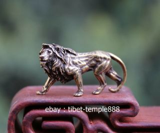 4.  5 Cm Chinese Pure Bronze Animal Beast Foo Dog Lion Leo Statue Amulet Sculpture
