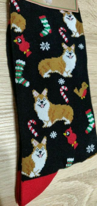 Pembroke Welsh Corgi Dog Men’s Christmas Dress Socks Black Sock Size 10 - 13 2